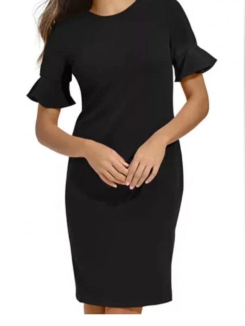 Calvin Klein Women’s Size 2 Little Black Dress | Flutter Sleeve Sheath Dress NWT